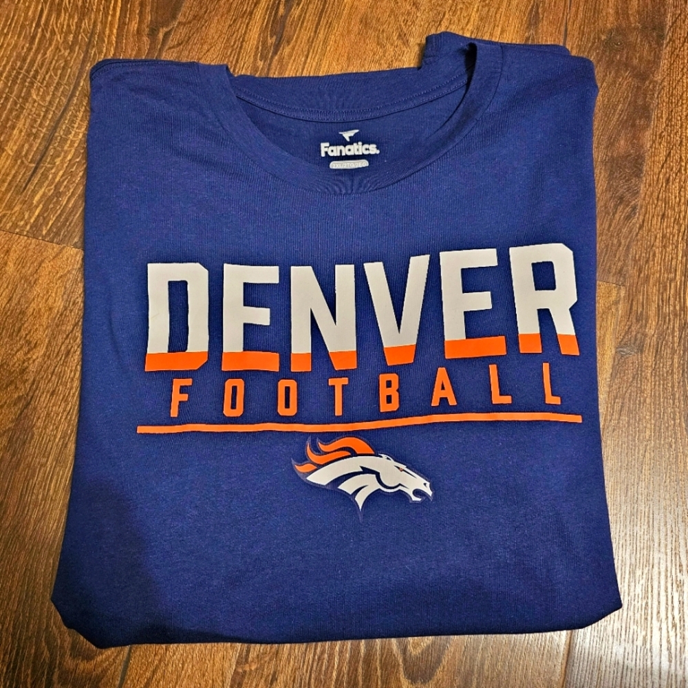 Fanatics Denver Broncos T-Shirt Men's 2XL 100% Cotton Navy